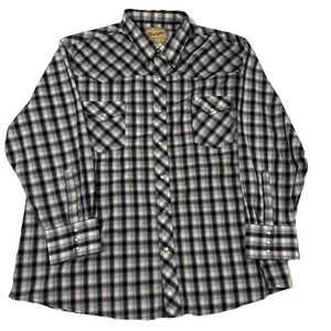 Wrangler Men's 3X Pearl Snap Western Plaid Casual Work‎ Shirt Long Sleeve Cowboy
